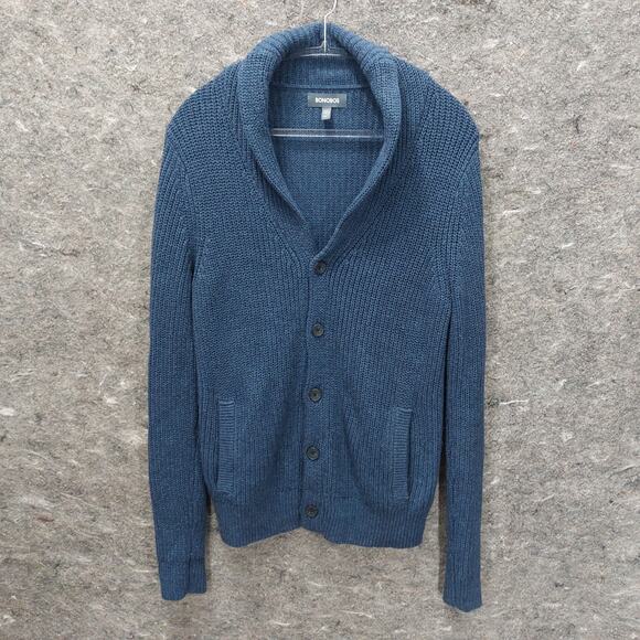 Bonobos Cardigan Knit Sweater Men's Small Blue Shawl Neck Casual Minimalist - Picture 1 of 6